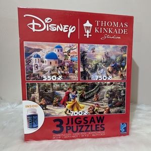 LAST ONE Thomas Kinkade Disney Snow White Beauty Beast Mickey Jigsaw Puzzles set